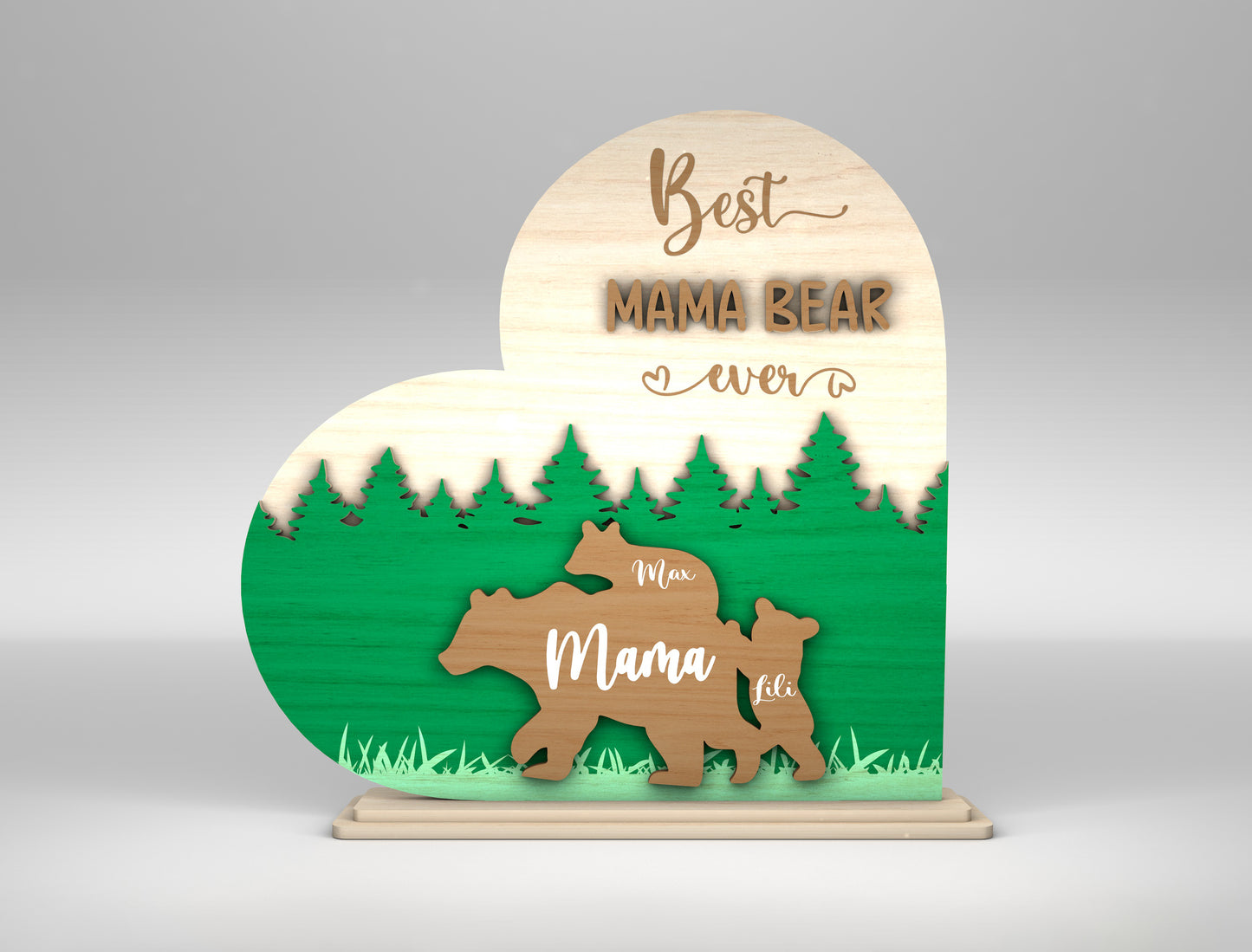 Best Mama Bear Forest Family Sign SVG for Glowforge and xTool