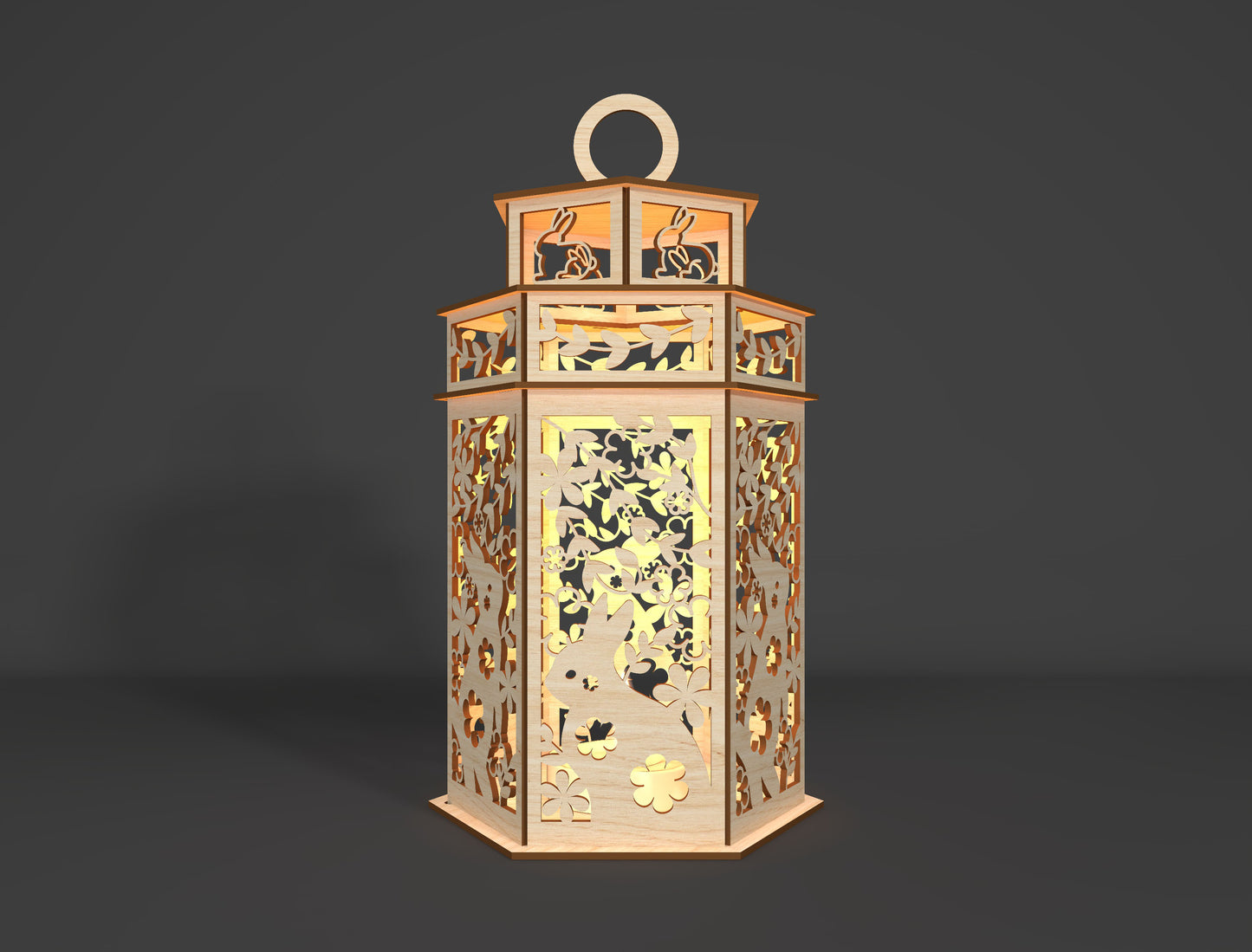 Easter Bunny Lantern SVG Wooden Candle Lantern Decor for Glowforge and xTool