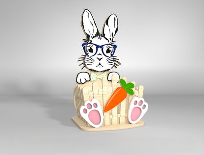 Easter Bunny Basket SVG Bundle 3D Candy Holder Wooden for LightBurn and xTool