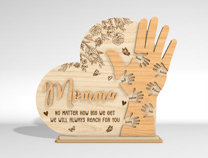 Personalized Mom Hand Custom Name Sign SVG for Glowforge and xTool