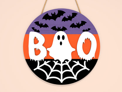 Halloween Ghost Door Hanger SVG Bundle for Glowforge LightBurn