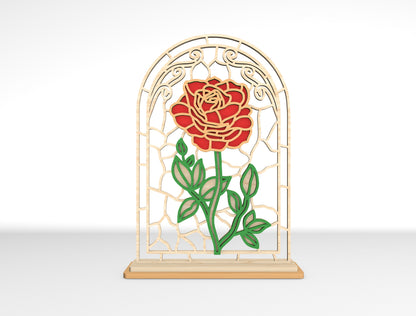Rose Window Frame SVG Bundle Stained Glass Style Laser Cut File for xTool and Glowforge