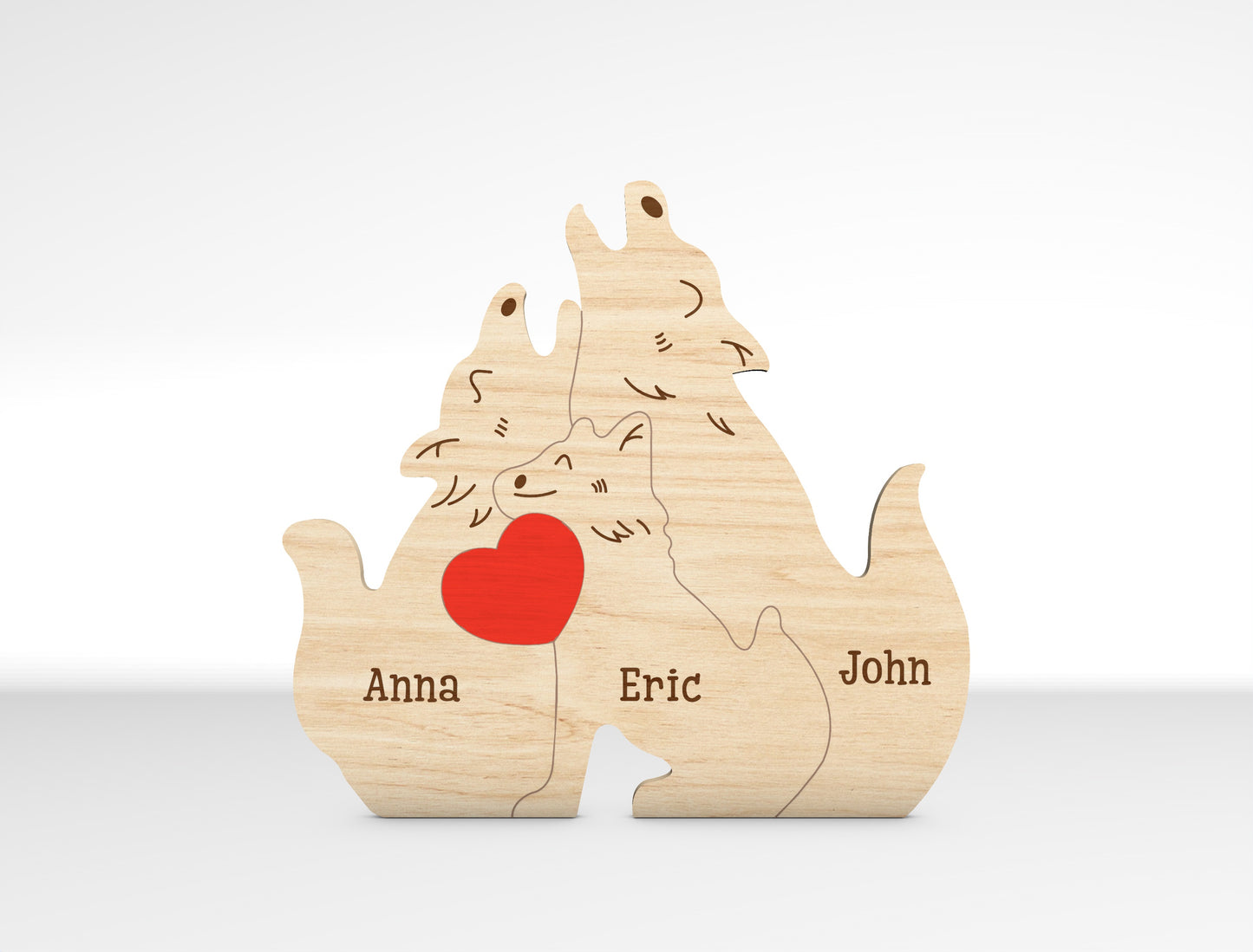 Personalized Family Wolf Puzzle SVG Laser Cut File for xTool and Glowforge