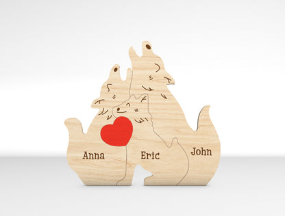 Personalized Family Wolf Puzzle SVG Laser Cut File for xTool and Glowforge
