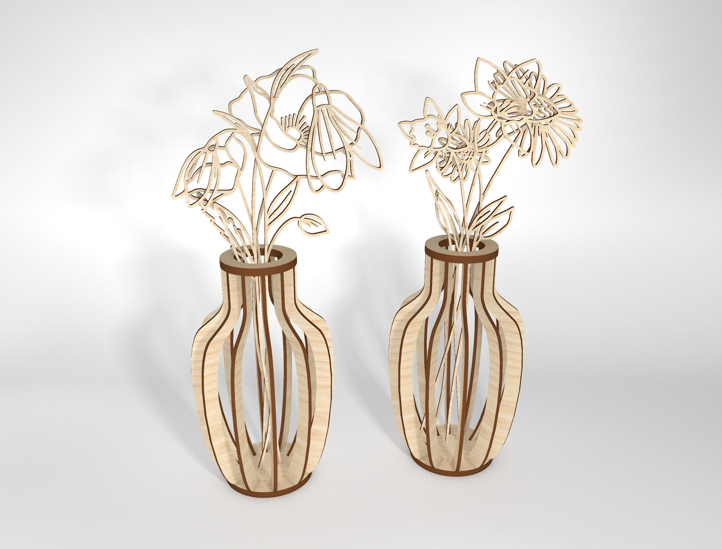 Birth Month Flower Stem Vase SVG Bundle for Glowforge and LightBurn