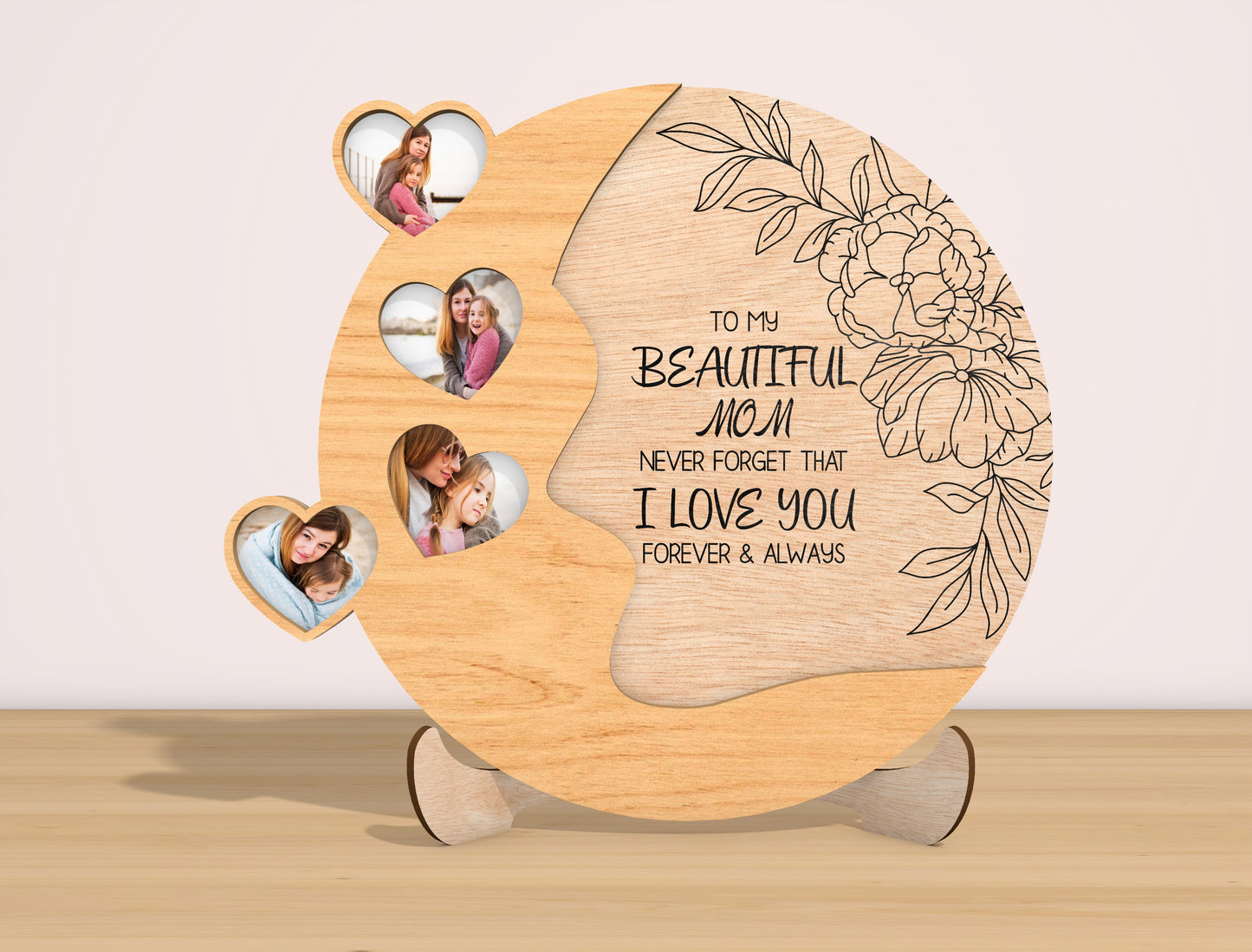 Personalized Mom Photo Frame SVG Mother Silhouette Laser Cut File for Glowforge and xTool