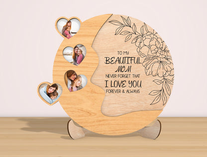 Personalized Mom Photo Frame SVG Mother Silhouette Laser Cut File for Glowforge and xTool