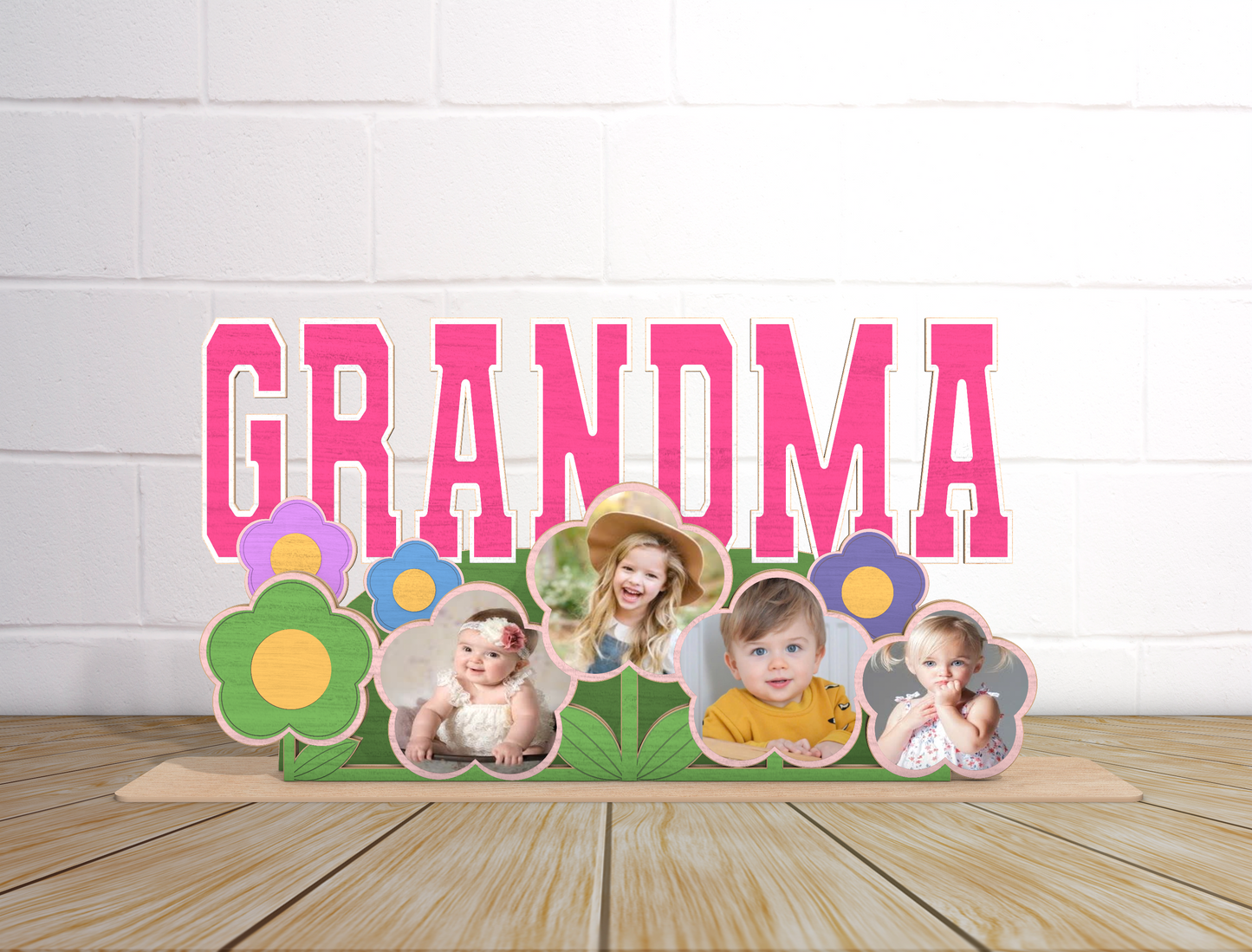 Personalized Mom Grandma Floral Photo Sign SVG for LightBurn and xTool