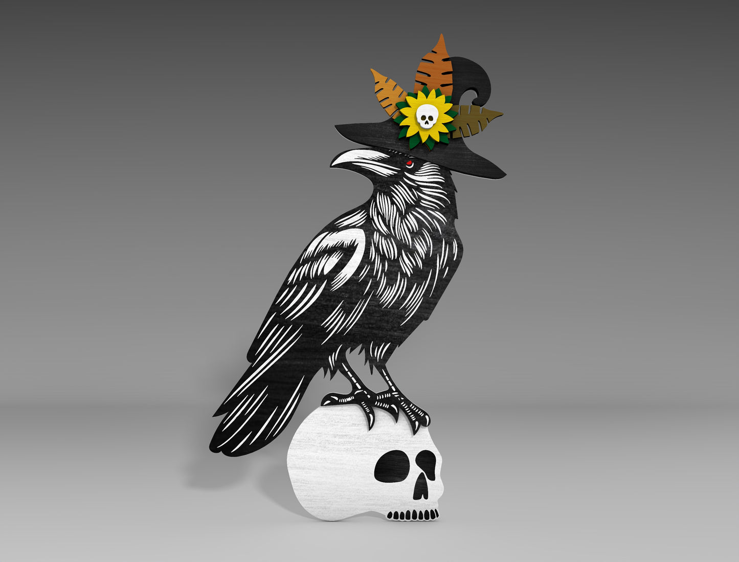 Halloween Raven Standing Decor SVG Bundle for Glowforge xTool LightBurn