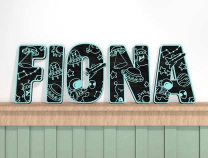 Space Alphabet SVG Bundle for Glowforge and xTool Laser Cut File