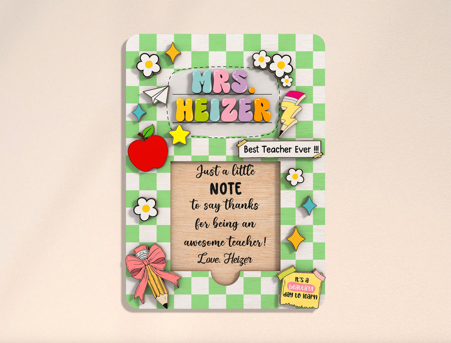 Personalized Teacher Sticky Note Holder SVG Bundle Laser Cut File for Glowforge and LightBurn