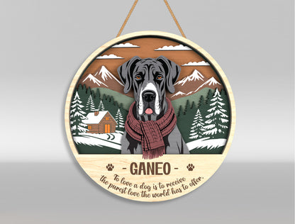 Dog Memorial Scenic Door Sign SVG Custom Pet Landscape Tribute Laser Cut File for xTool