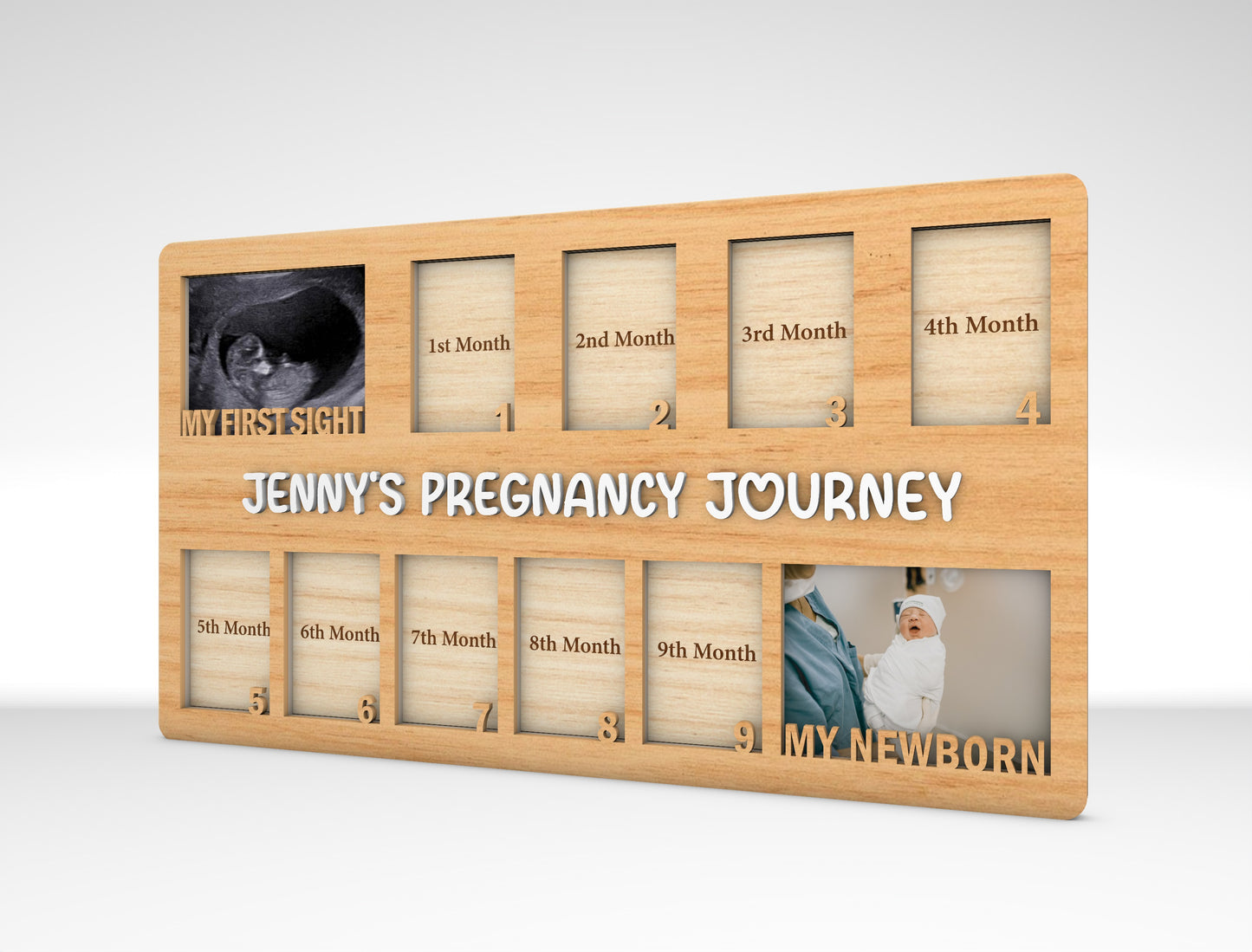 Personalized Pregnancy Journey Photo Frame SVG Laser Cut File for xTool and LightBurn