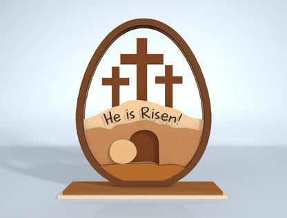 He Is Risen Easter Resurrection Scene Digital Download | 3D Layered Tomb Laser Cut File | Glowforge, xTool, LightBurn, etc.