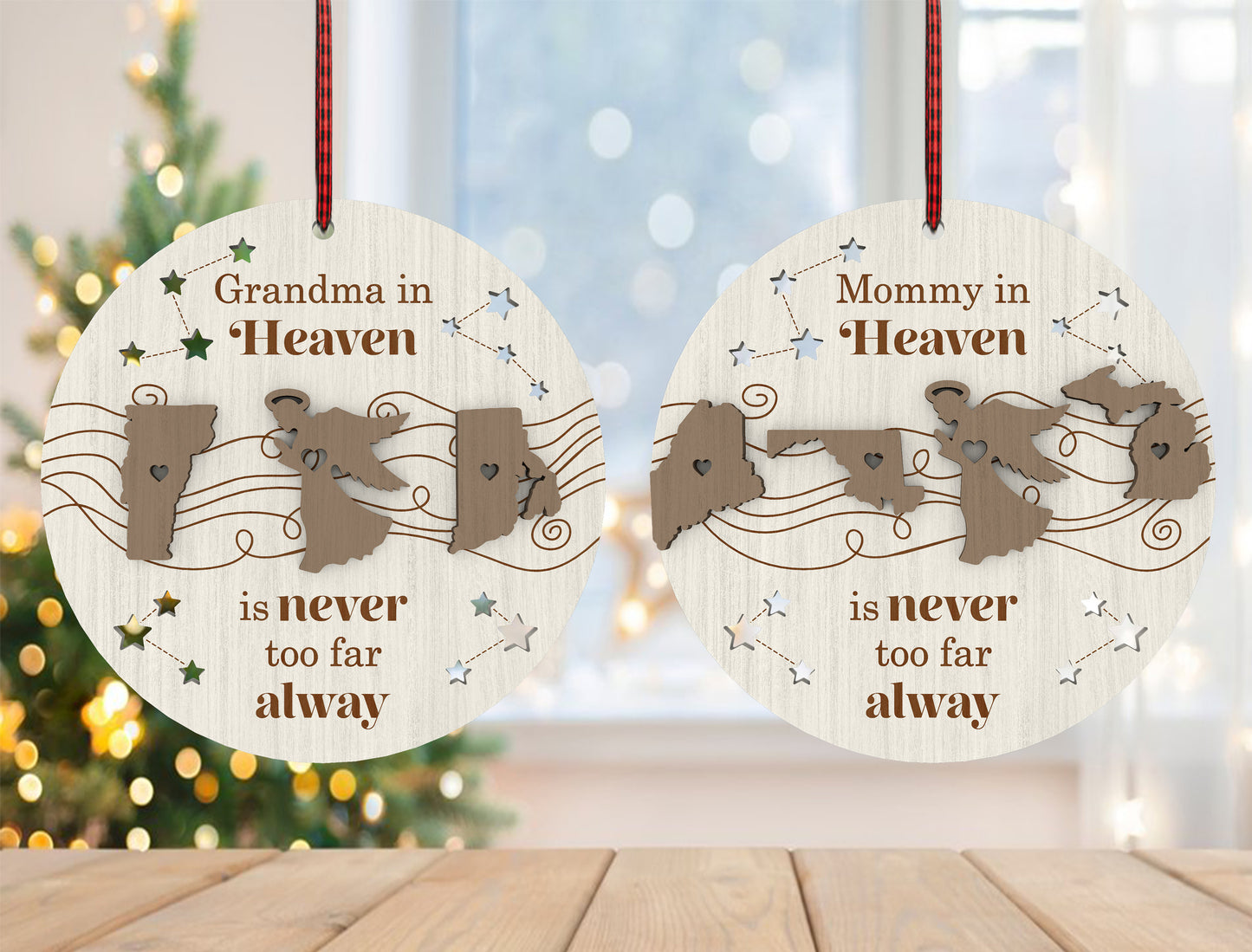 Memorial State Ornament SVG Bundle In Loving Map Decor Laser Cut File for xTool
