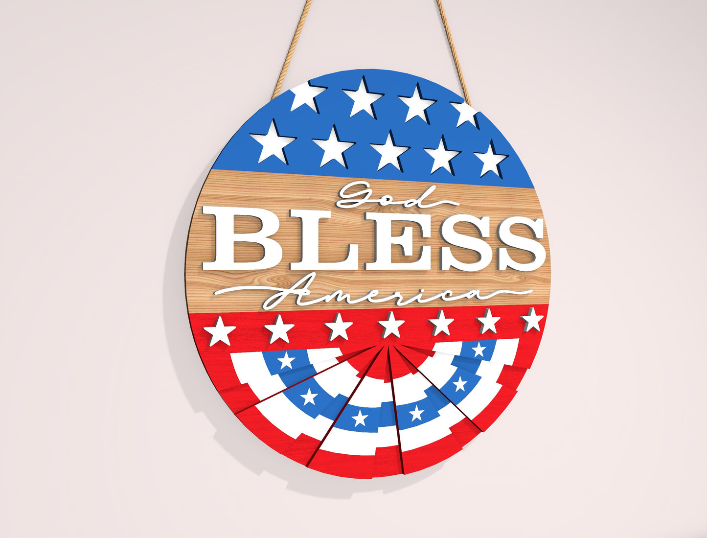 God Bless America Door Sign SVG for Glowforge and LightBurn