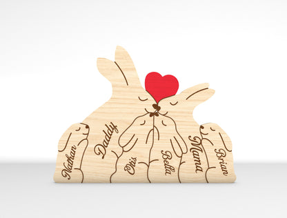 Personalized Family Rabbit Puzzle SVG Laser Cut File for Glowforge and xTool