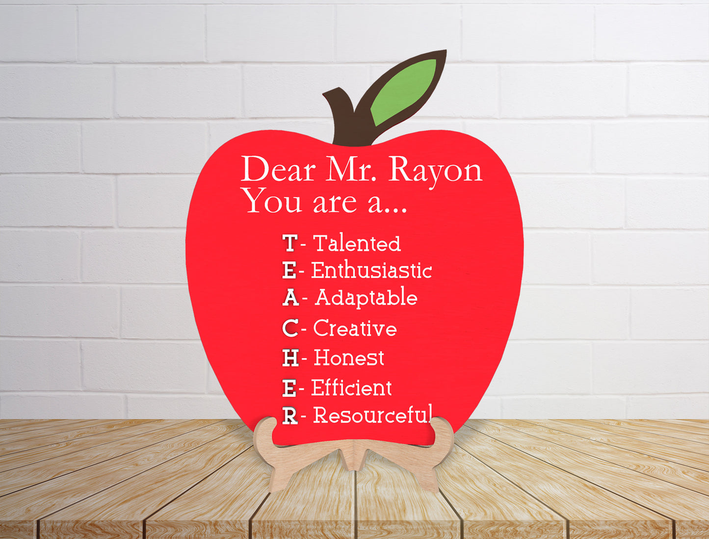Personalized Teacher Apple Sign SVG Laser Cut File for Glowforge and LightBurn