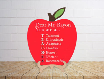 Personalized Teacher Apple Sign SVG Laser Cut File for Glowforge and LightBurn