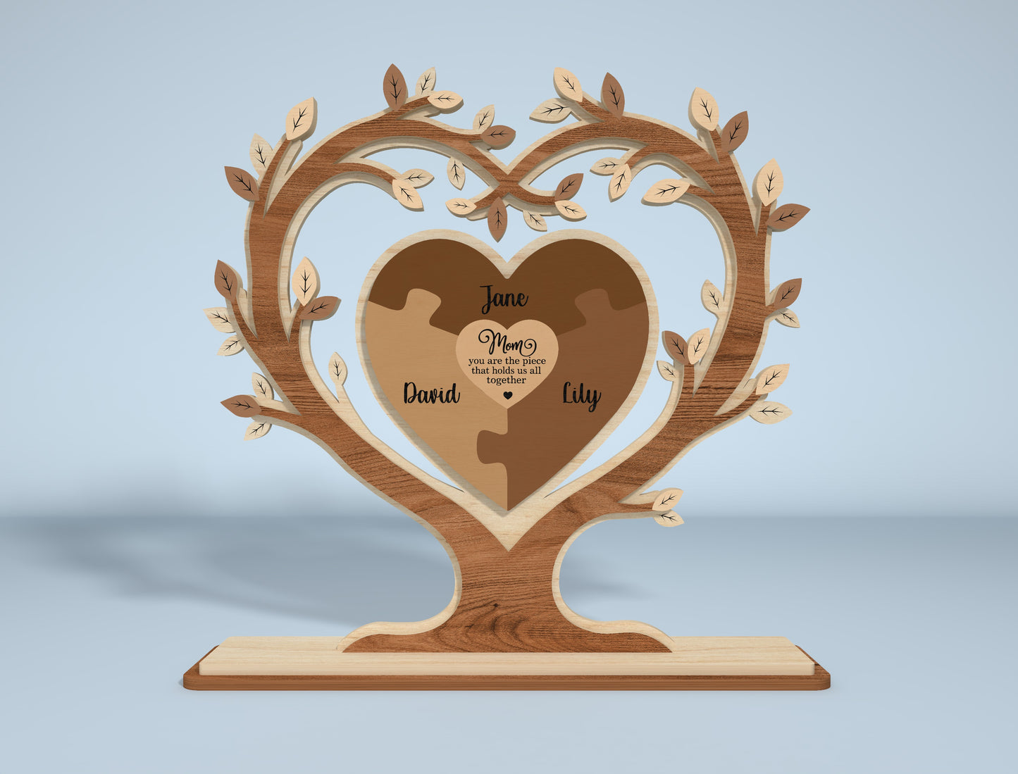Heart Tree Stand Sign SVG Engraved Family Names for Glowforge
