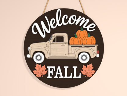 Welcome Fall and Welcome to Our Patch Truck Door Hanger SVG Set for Glowforge xTool LightBurn 2 Designs