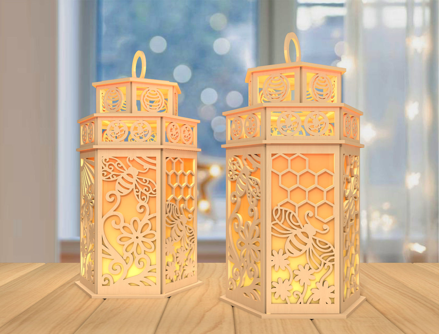 DIY Bee Lantern SVG Laser Cut File for Glowforge and xTool