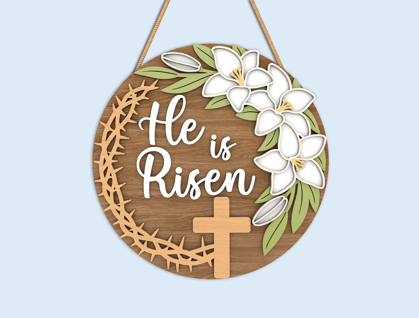 Easter Round Sign Bundle SVG Religious Floral for Glowforge and xTool