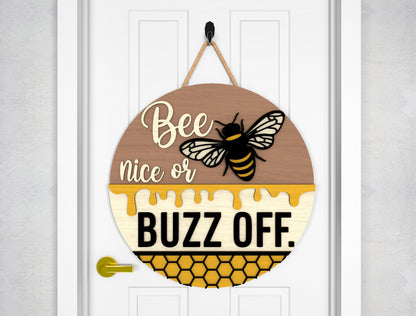 Funny Bee Door Hanger SVG Bundle Laser Cut File for Glowforge and xTool