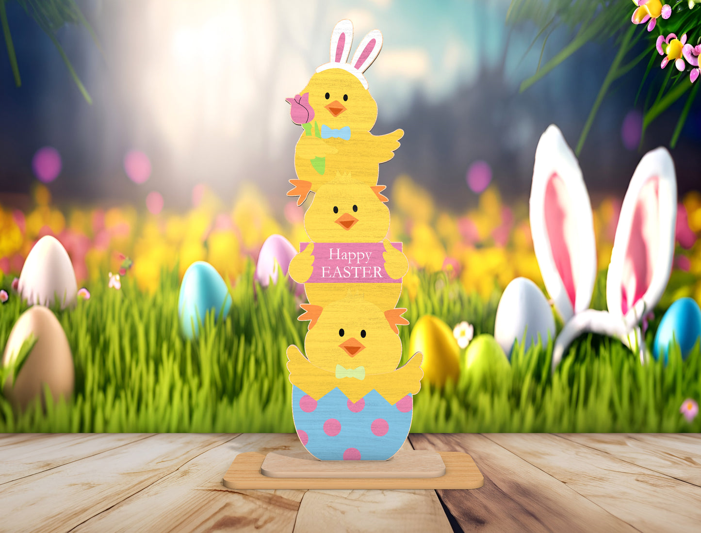 Easter Bunny Standing Sign SVG Cute Spring Decor for LightBurn and xTool