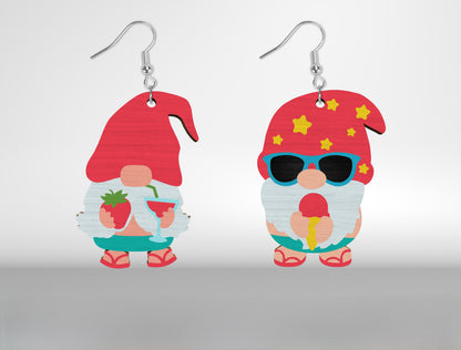 Summer Gnome Earrings SVG Bundle Laser Cut File for Glowforge and xTool