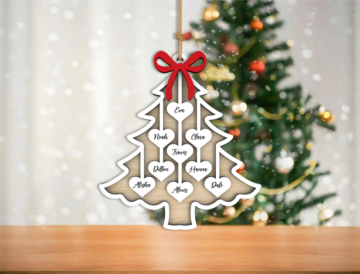 Personalized Family Christmas Tree Ornament SVG with Names 3