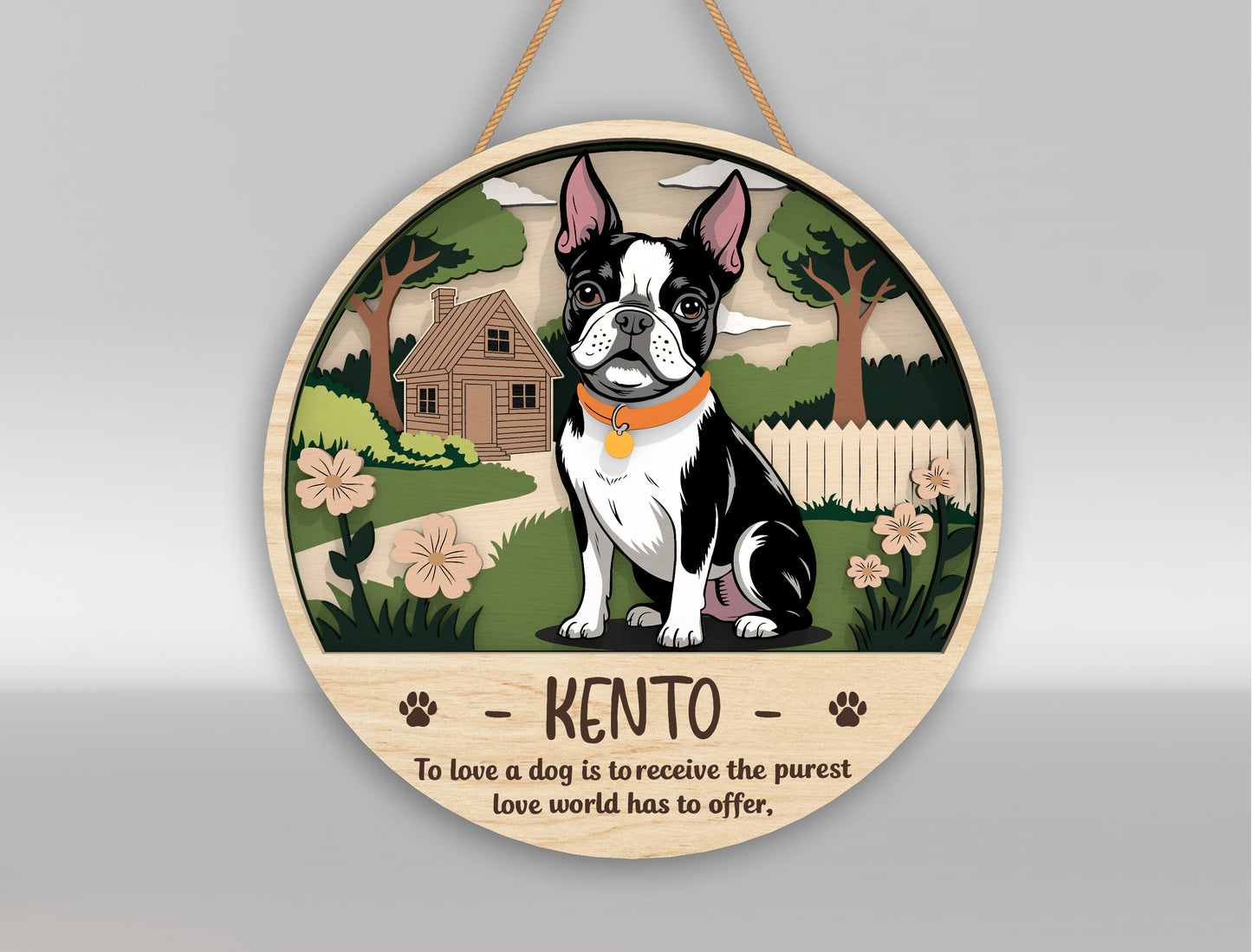 Dog Memorial Christmas Door Sign SVG Personalized Pet Remembrance Laser Cut File for Glowforge
