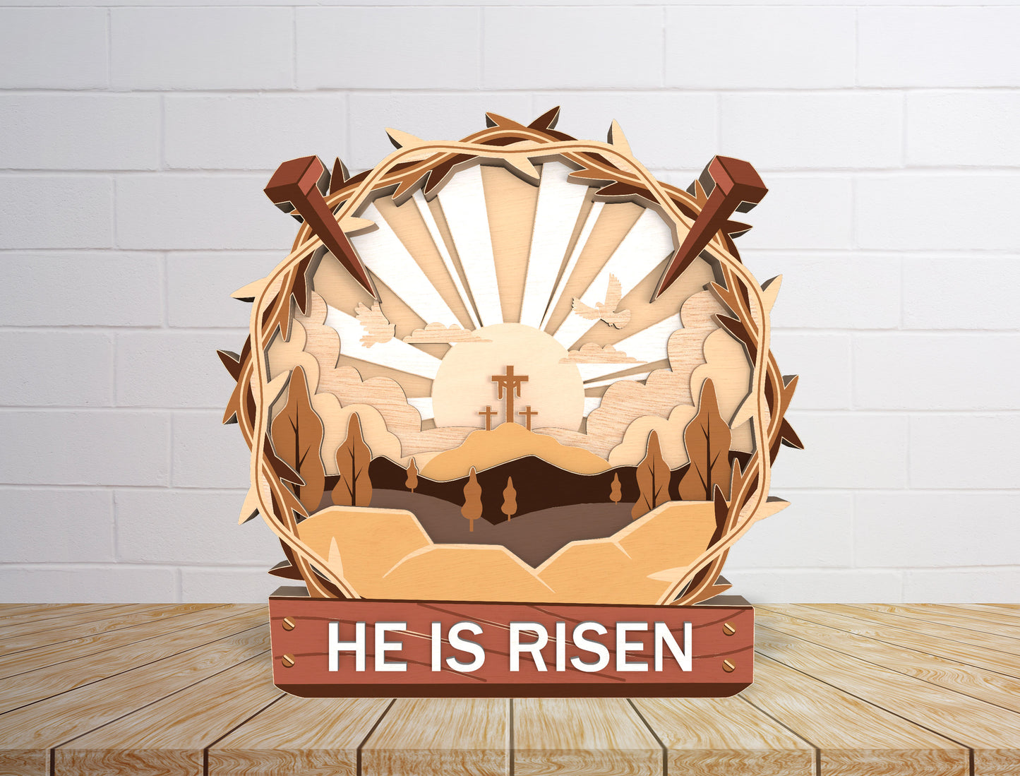 He Is Risen Cross Scene SVG Bundle 3 Designs for Glowforge and xTool