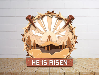 He Is Risen Cross Scene SVG Bundle 3 Designs for Glowforge and xTool