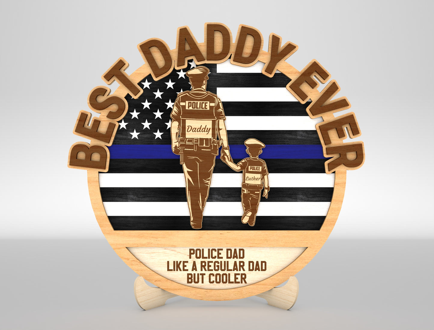 Best Dad Ever Police Sign SVG Laser Cut File for Glowforge and xTool