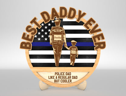Best Dad Ever Police Sign SVG Laser Cut File for Glowforge and xTool