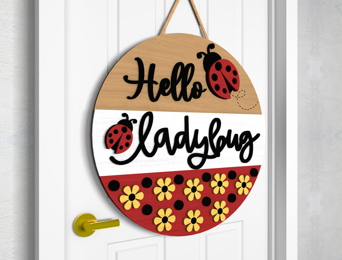 Hello Ladybug Door Hanger SVG for Glowforge