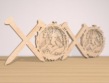 XOXO Nativity Scene Laser Cut File | Christmas Faith Decor | Layered Wooden Art | Glowforge, xTool, LightBurn, etc.