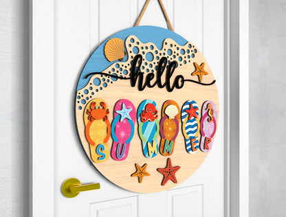 Hello Beach Flip Flop Door Sign SVG for Glowforge