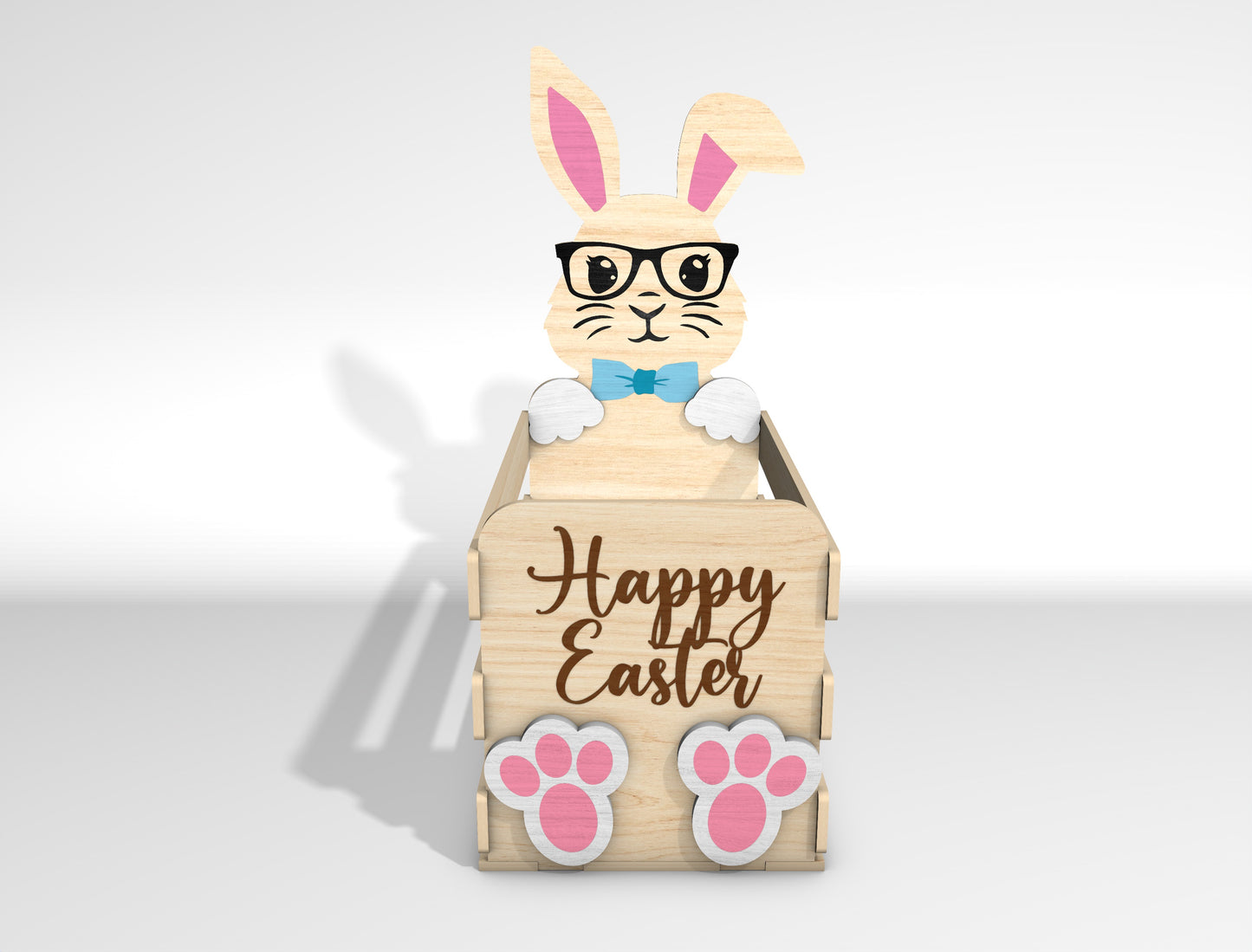 Personalized Bunny Basket Holder SVG Easter Wooden Crate for LightBurn and xTool