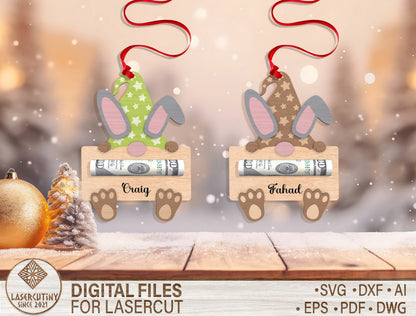 Personalized Bunny Money Holder SVG Bundle Cash Holder for Glowforge