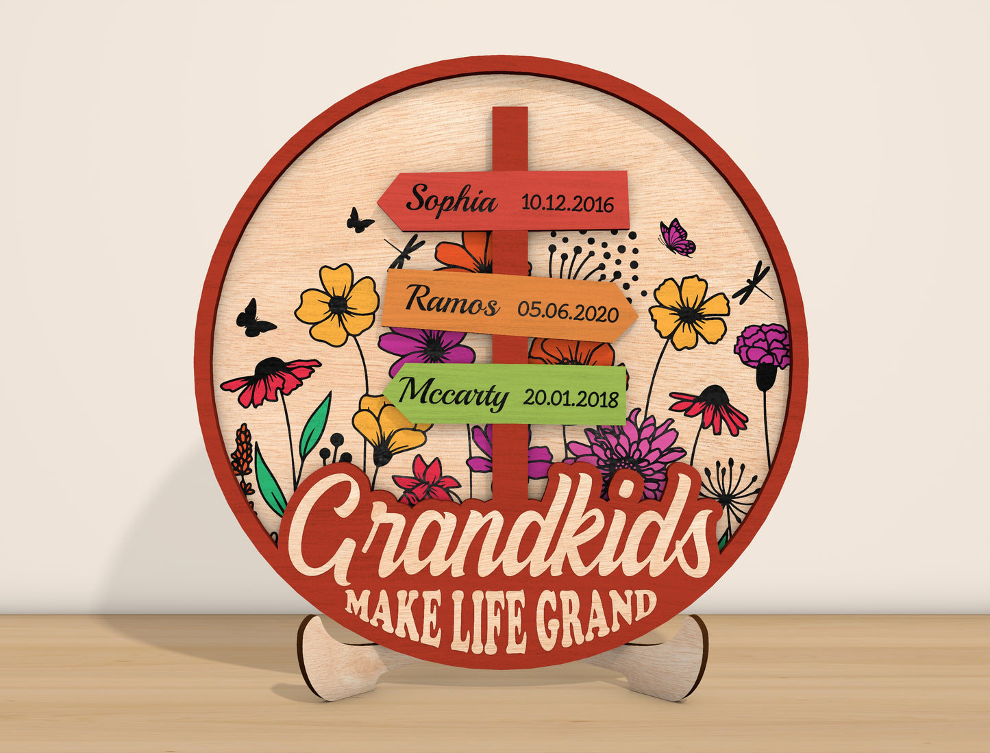 Grandkids Personalized Round Name Sign SVG Bundle for LightBurn and xTool