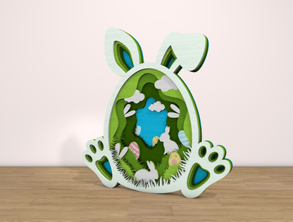 Easter Bunny Multilayer Landscape SVG Layered Scene for xTool and LightBurn