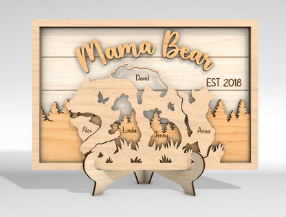 Custom Name Mama Bear Cub Sign SVG for Glowforge and LightBurn