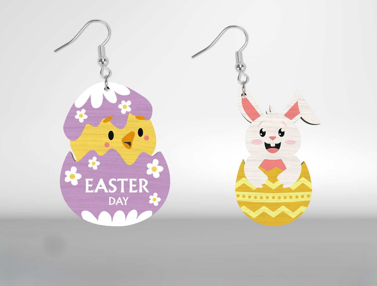 Easter Day Earrings SVG Set 12 Bunny Chick Jewelry for Glowforge and xTool