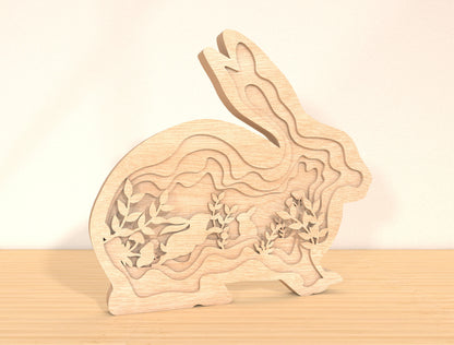 Multilayer Bunny Silhouette SVG 5 Layer Rabbit Easter for LightBurn and xTool