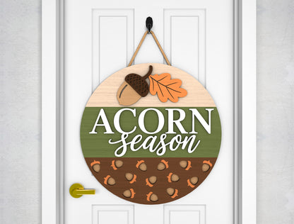 Acorn Season Hello Fall Squirrel Door Hanger SVG Set for Glowforge xTool LightBurn 2 Designs