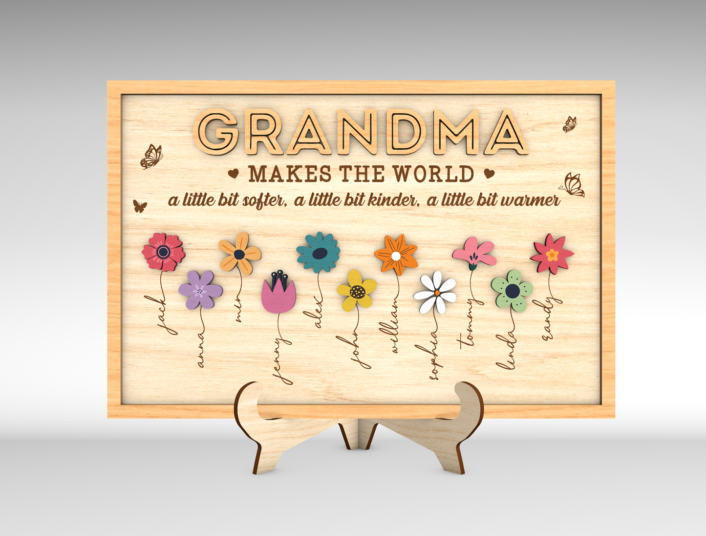Custom Name Birth Flower Grandma Sign SVG for xTool and LightBurn