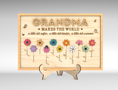 Custom Name Birth Flower Grandma Sign SVG for xTool and LightBurn