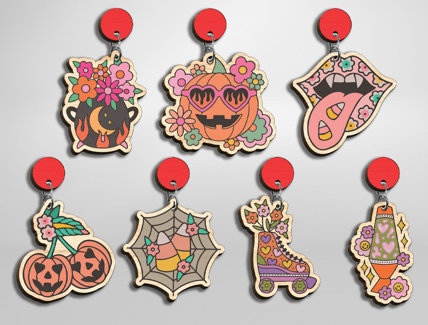 Halloween Flower Earrings SVG Bundle for xTool LightBurn Glowforge 21 Designs